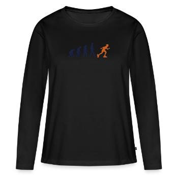 Skater Evolution Retro Rollschuhfahren Entwicklung - Frauen Premium Bio Langarmshirt - Schwarz - Vorne - Julia (174cm)