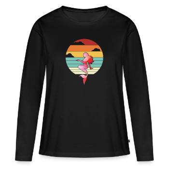 Mermaid Retro Fin Mermaid Sea Elegant Vintage - T-shirt manches longues Premium bio Femme - noir - Devant - Julia (174cm)