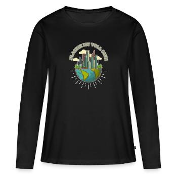 Plastique Années 90 Protection Du Climat - T-shirt manches longues Premium bio Femme - noir - Devant - Julia (174cm)