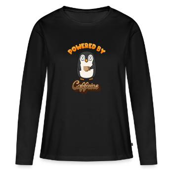Powered by Caffeine Manchot empereur Manchot - T-shirt manches longues Premium bio Femme - noir - Devant - Julia (174cm)