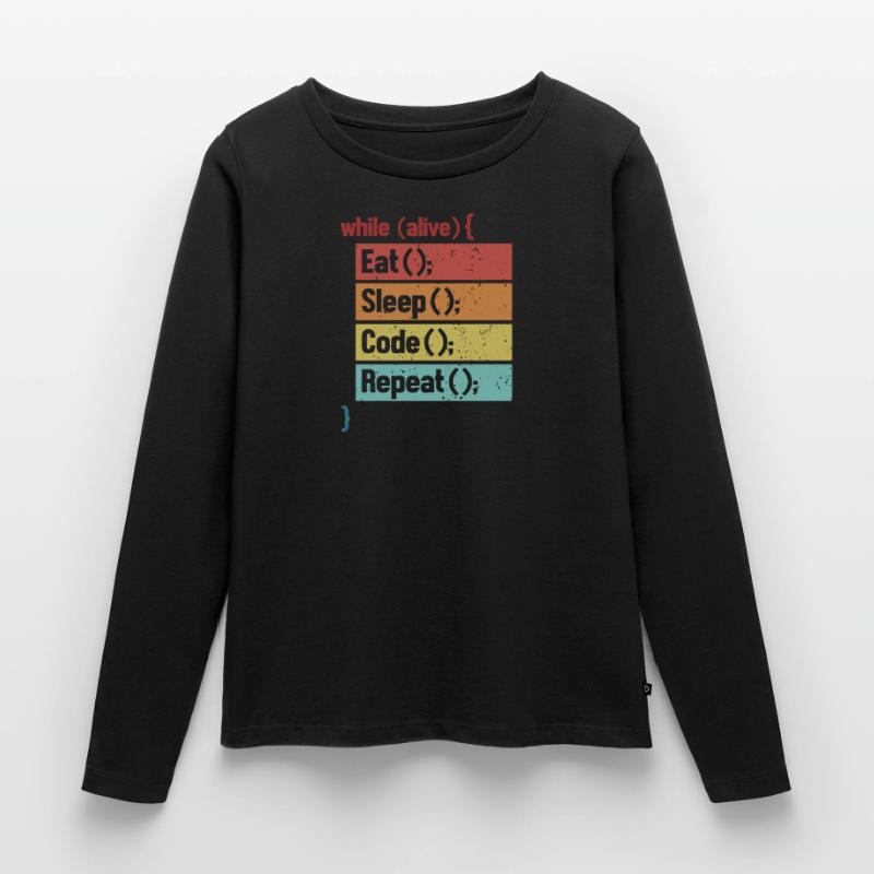 Eat Sleep Code Repeat Softwareingenieur Coder Frauen Premium Bio Langarmshirt