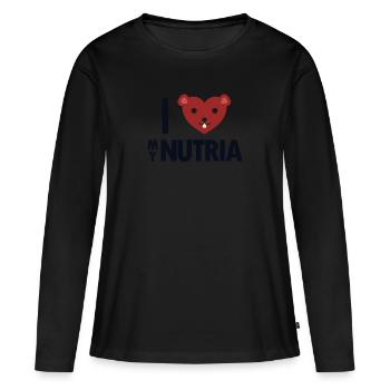 J'Aime Mon Nutria Castor Marécage Castor Rat - T-shirt manches longues Premium bio Femme - noir - Devant - Julia (174cm)