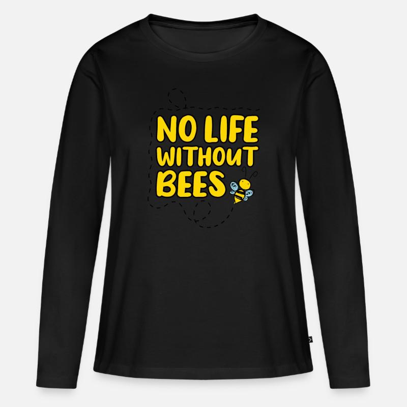 No Life Without Bees - Save the Bees - Frauen Premium Bio Langarmshirt - Schwarz