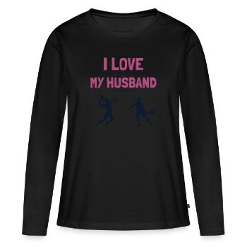 J'Aime Mon Mari Padel Paddle Tennis Padel Tennis - T-shirt manches longues Premium bio Femme - noir - Devant - Julia (174cm)