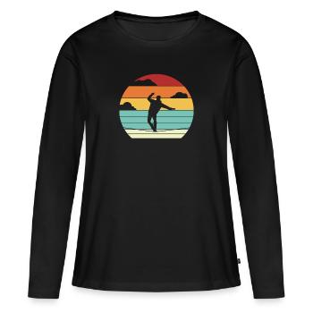 Slackline Slackliner Balancing Slackline - T-shirt manches longues Premium bio Femme - noir - Devant - Julia (174cm)