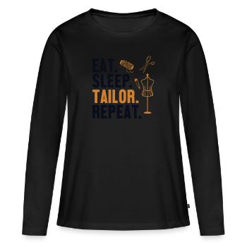 Manger Dormir Tailleur Répéter Tailleur Maître - T-shirt manches longues Premium bio Femme - noir - Devant - Julia (174cm)