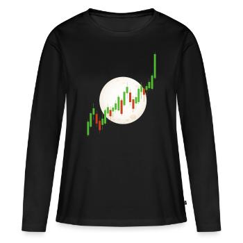 Blockchain Crypto Trading Échange de devises - T-shirt manches longues Premium bio Femme - noir - Devant - Julia (174cm)