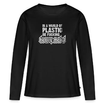 Eco Metal - pas de plastique Heavy Metal - T-shirt manches longues Premium bio Femme - noir - Devant - Julia (174cm)