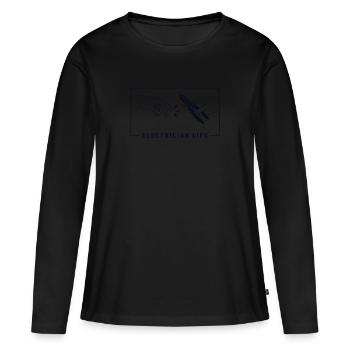 Michelangelo Création d'Adam Électricien - T-shirt manches longues Premium bio Femme - noir - Devant - Julia (174cm)
