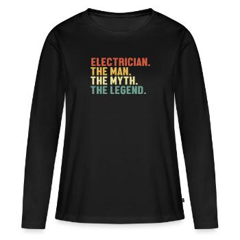 Electrician Man Myth Legend Électrotechnicien - T-shirt manches longues Premium bio Femme - noir - Devant - Julia (174cm)