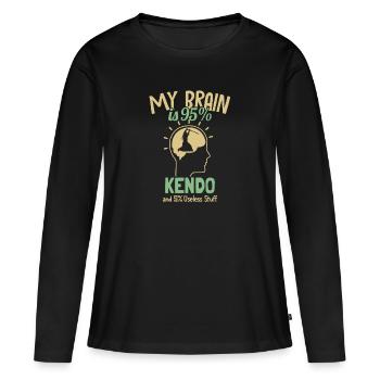 My Brain is 95% Kendo Kata Kenjutsu Shinai - Frauen Premium Bio Langarmshirt - Schwarz - Vorne - Julia (174cm)