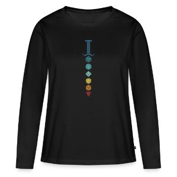 PnP RPG Jeu de rôle Tabletop Maître de jeu Pen - T-shirt manches longues Premium bio Femme - noir - Devant - Julia (174cm)