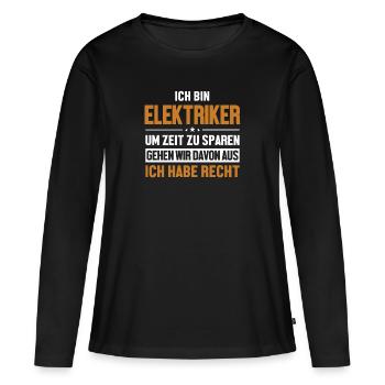 L'électricien a toujours raison Électronicien - T-shirt manches longues Premium bio Femme - noir - Devant - Julia (174cm)