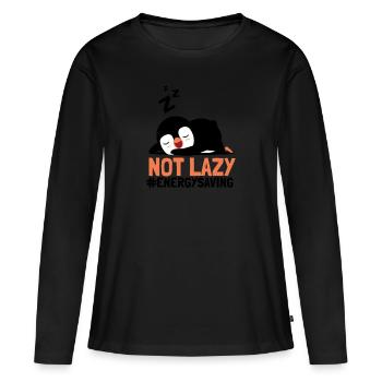 Not Lazy Energysaving Oiseau de mer Pingouin - T-shirt manches longues Premium bio Femme - noir - Devant - Julia (174cm)