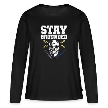 Stay Grounded Electrotechnicien Électronicien - T-shirt manches longues Premium bio Femme - noir - Devant - Julia (174cm)