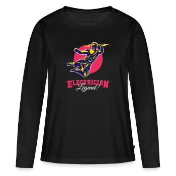 Electrician Legend Électrotechnicien - T-shirt manches longues Premium bio Femme - noir - Devant - Julia (174cm)