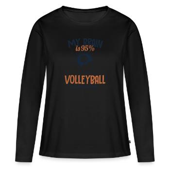 My Brain is 95% Volleyball Volleyballspieler - Frauen Premium Bio Langarmshirt - Schwarz - Vorne - Julia (174cm)