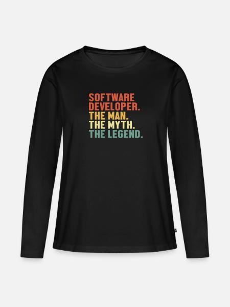 Software Developer Man Myth Legend Developer - Frauen Premium Bio Langarmshirt - Schwarz