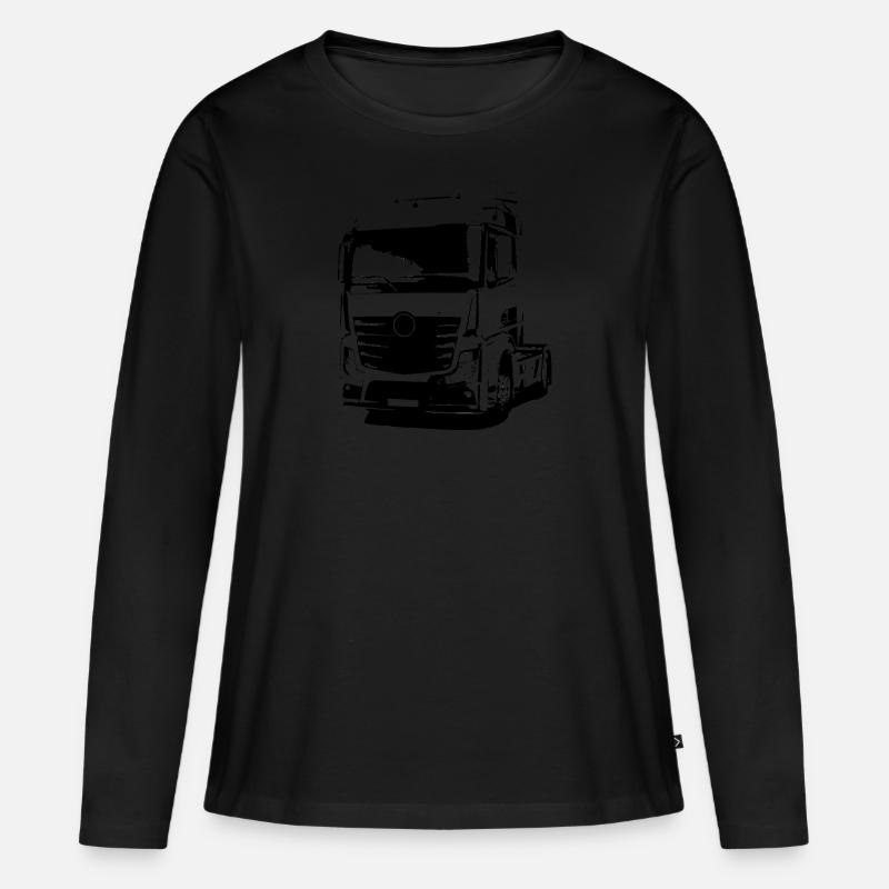 Deutscher LKW - Frauen Premium Bio Langarmshirt - Schwarz