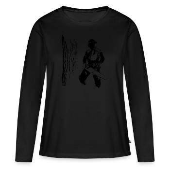 Des forêts et de chêne (monochrome) - T-shirt manches longues Premium bio Femme - noir - Devant - Julia (174cm)