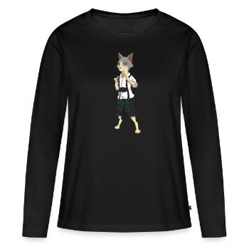 cat leather pants costume - Women's Premium Organic Long Sleeve Shirt - black - Front - Julia (174cm)