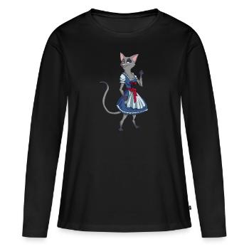 Cat Dirndl Costume - T-shirt manches longues Premium bio Femme - noir - Devant - Julia (174cm)