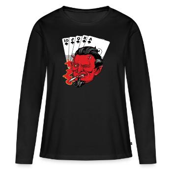 Poker Devil - Frauen Premium Bio Langarmshirt - Schwarz - Vorne - Julia (174cm)