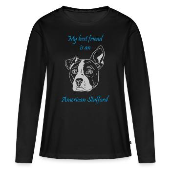 Mon meilleur ami est à American Stafford - T-shirt manches longues Premium bio Femme - noir - Devant - Julia (174cm)