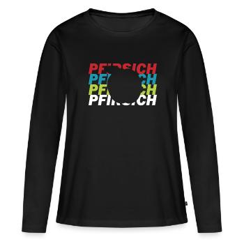 Pfirsich - Frauen Premium Bio Langarmshirt - Schwarz - Vorne - Julia (174cm)