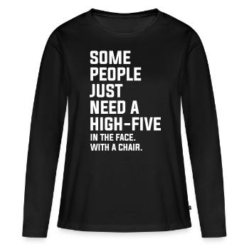 Humeur humeur humeur - T-shirt manches longues Premium bio Femme - noir - Devant - Julia (174cm)