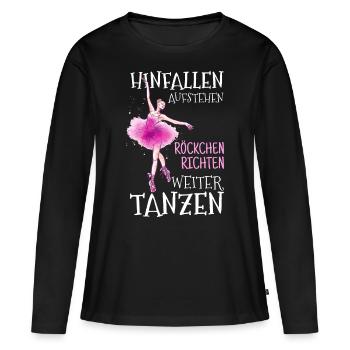 Ballett Ballerina Tänzerin Geschenk - Frauen Premium Bio Langarmshirt - Schwarz - Vorne - Julia (174cm)