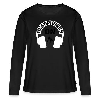 Casque sur - T-shirt manches longues Premium bio Femme - noir - Devant - Julia (174cm)