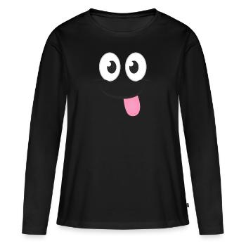 Visage amusant - T-shirt manches longues Premium bio Femme - noir - Devant - Julia (174cm)