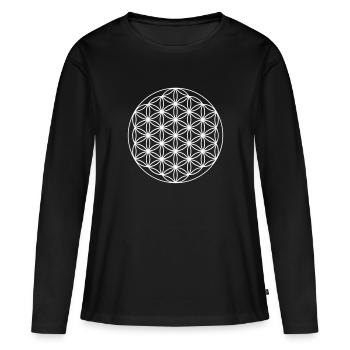 Blume des Lebens in weiß Freundin Geschenkidee - Frauen Premium Bio Langarmshirt - Schwarz - Vorne - Julia (174cm)