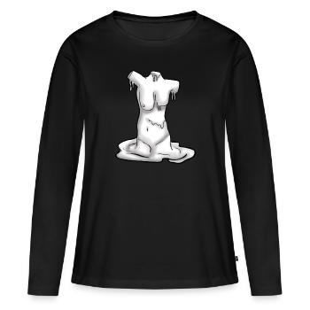 Fonte sculpture - T-shirt manches longues Premium bio Femme - noir - Devant - Julia (174cm)