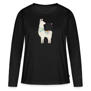 mon charmant lama - T-shirt manches longues Premium bio Femme - noir - Devant - Julia (174cm)