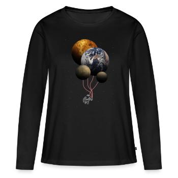 Space Balloons Astronaut planet balloons gift - Women's Premium Organic Long Sleeve Shirt - black - Front - Julia (174cm)