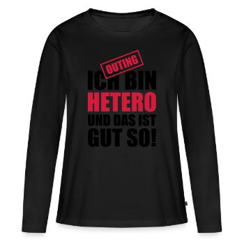 03 ich bin hetero und das ist gut so - Frauen Premium Bio Langarmshirt - Schwarz - Vorne - Julia (174cm)