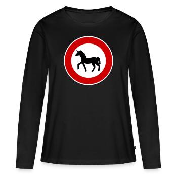 Verkehrsschild Einhorn Maedchen Geschenk - Frauen Premium Bio Langarmshirt - Schwarz - Vorne - Julia (174cm)