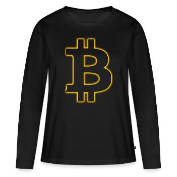 Bitcoin brillant - T-shirt manches longues Premium bio Femme - noir - Devant - Julia (174cm)