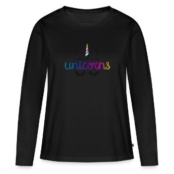 Licorne / Licorne - T-shirt manches longues Premium bio Femme - noir - Devant - Julia (174cm)