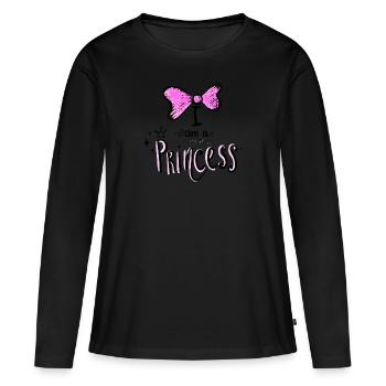 Je suis une princesse - T-shirt manches longues Premium bio Femme - noir - Devant - Julia (174cm)