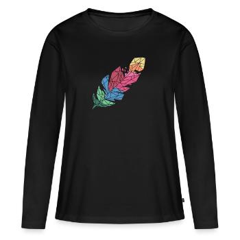 Plume - T-shirt manches longues Premium bio Femme - noir - Devant - Julia (174cm)