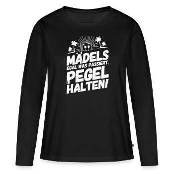 Mallorca Trinkteam Trinkspruch Mädels Pegel - Frauen Premium Bio Langarmshirt - Schwarz - Vorne - Julia (174cm)