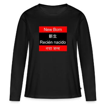Nouveau né - T-shirt manches longues Premium bio Femme - noir - Devant - Julia (174cm)