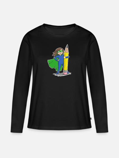 Schulheldin - Frauen Premium Bio Langarmshirt - Schwarz