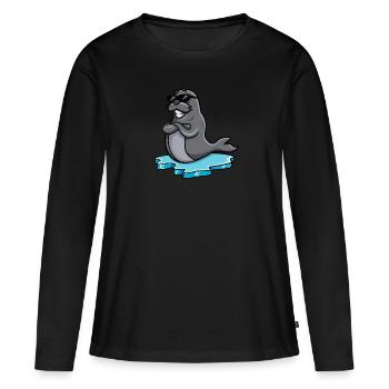 Sceller avec des lunettes de soleil - T-shirt manches longues Premium bio Femme - noir - Devant - Julia (174cm)