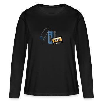 CLASSIC-WALKMAN en rétroconception, - T-shirt manches longues Premium bio Femme - noir - Devant - Julia (174cm)