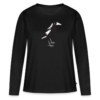 Maggie pie visage sérieux - T-shirt manches longues Premium bio Femme - noir - Devant - Julia (174cm)