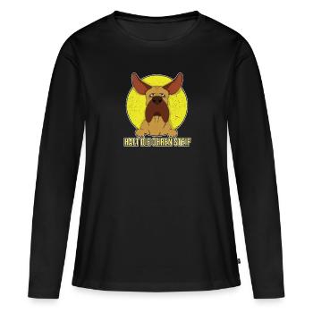 Gardez vos oreilles raides chien - T-shirt manches longues Premium bio Femme - noir - Devant - Julia (174cm)